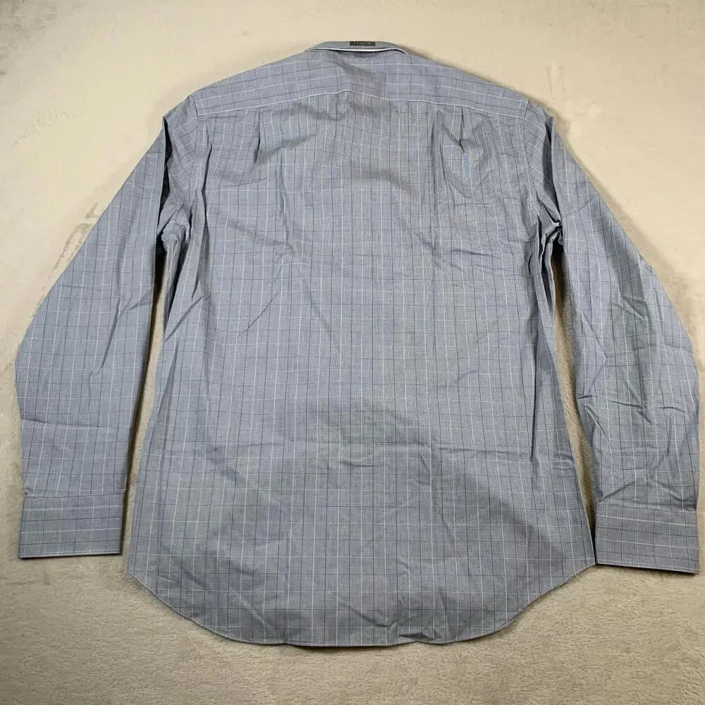 J Crew Shirt Men's Large Blue Slim Flex Wrinkle Free Micro Check Long Sleeve NEW